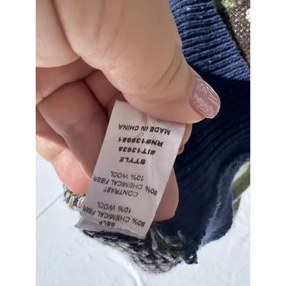 Oddi Camo Knit Hoodie Sweater Large Green Purple Navy Pullover Casual Streetwear - Picture 11 of 11